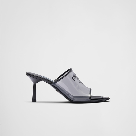 PRADA Logo-print Plexiglas high-heel slides-Prada mules - Picture 3 of 13